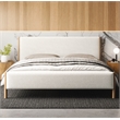 Omax Decor Liana Upholstered Platform King Bed in White Boucle Fabric
