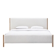 Omax Decor Liana Upholstered Platform King Bed in White Boucle Fabric
