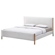 Omax Decor Liana Upholstered Platform King Bed in White Boucle Fabric
