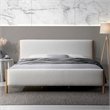 Omax Decor Liana Upholstered Platform King Bed in White Boucle Fabric