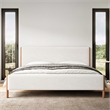 Omax Decor Liana Upholstered Platform King Bed in White Boucle Fabric