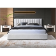 Omax Decor Jaxon Upholstered Platform King Bed in White Boucle Fabric