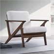 Omax Decor Zola Solid Wood and Fabric Upholstered Accent Armchair in White