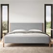 Omax Decor Liana Upholstered Platform King Bed in Gray Boucle Fabric