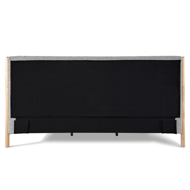 Omax Decor Liana Upholstered Platform King Bed in Gray Boucle Fabric