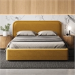 Omax Decor Upholstered Platform Queen Bed in Mustard Boucle Fabric