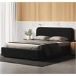 Omax Decor Upholstered Platform Queen Bed in Black Boucle Fabric