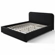 Omax Decor Upholstered Platform Queen Bed in Black Boucle Fabric