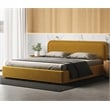 Omax Decor Upholstered Platform King Bed in Mustard Boucle Fabric
