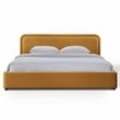 Omax Decor Upholstered Platform King Bed in Mustard Boucle Fabric