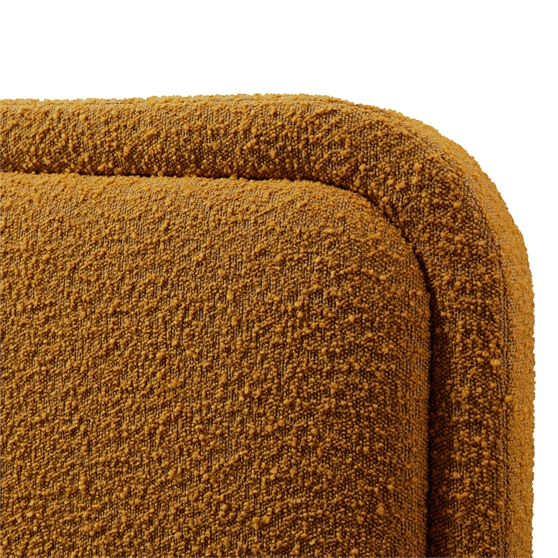 Omax Decor Upholstered Platform King Bed in Mustard Boucle Fabric