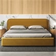 Omax Decor Upholstered Platform King Bed in Mustard Boucle Fabric
