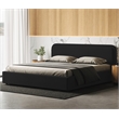 Omax Decor Upholstered Platform King Bed in Black Boucle Fabric