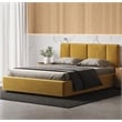 Omax Decor Venice Upholstered Platform Queen Bed in Mustard Boucle Fabric