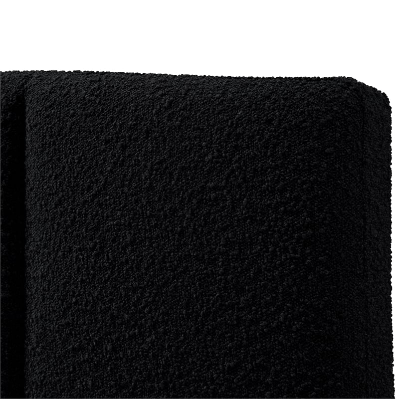 Omax Decor Venice Upholstered Platform Queen Bed in Black Boucle Fabric