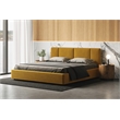 Omax Decor Venice Upholstered Platform King Bed in Mustard Boucle Fabric