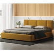 Omax Decor Venice Upholstered Platform King Bed in Mustard Boucle Fabric