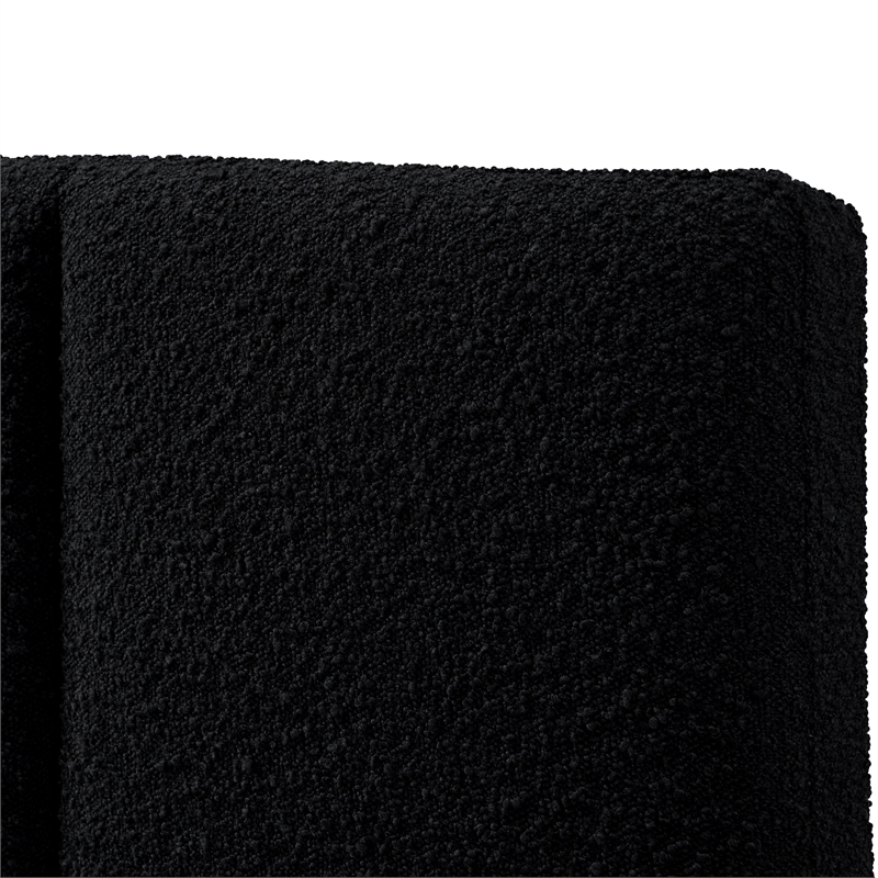 Omax Decor Venice Upholstered Platform King Bed in Black Boucle Fabric