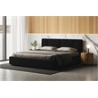 Omax Decor Venice Upholstered Platform King Bed in Black Boucle Fabric