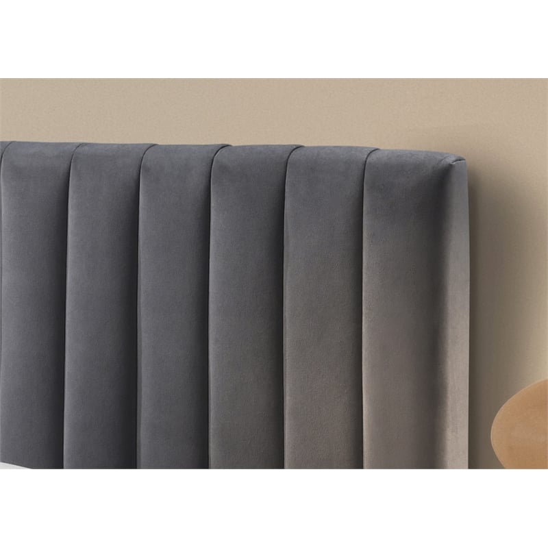 Omax Decor Julia Upholstered Fabric King Platform Bed in Green Velvet