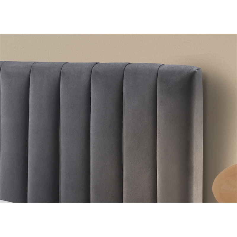 Omax Decor Julia Upholstered Fabric King Platform Bed in Blue Velvet