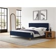 Omax Decor Julia Upholstered Fabric King Platform Bed in Blue Velvet
