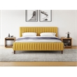 Omax Decor Spencer Wood/Fabric Upholstered King Platform Bed in Mustard