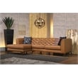 Omax Decor Havana Sectional Modern Tufted Genuine Leather Sofa in Tan