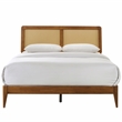 Omax Decor Liam Wooden Queen size Platform Bed with Rattan Headboard