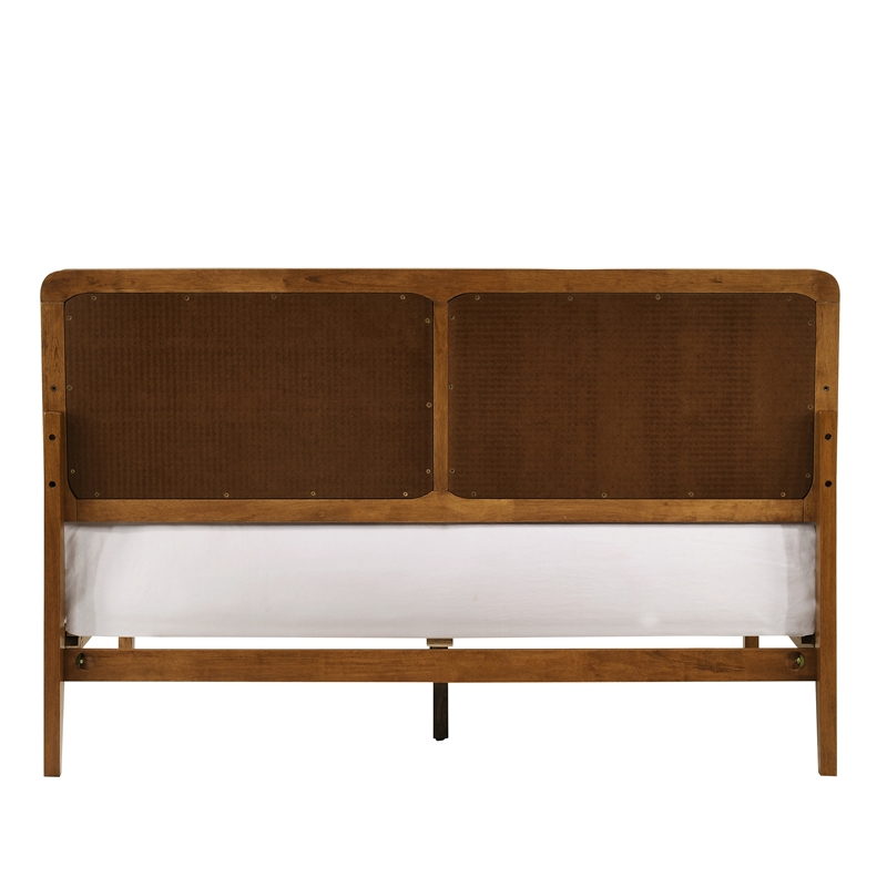 Omax Decor Liam Wooden Queen size Platform Bed with Rattan Headboard