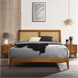 Omax Decor Liam Wooden Queen size Platform Bed with Rattan Headboard