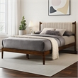 Omax Decor Ella Wooden Queen size Platform Bed in Walnut and Beige