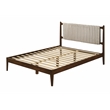 Omax Decor Ella Wooden Queen size Platform Bed in Walnut and Beige