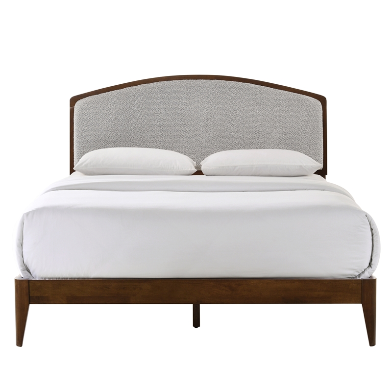 Omax Decor Grace Wooden Queen size Platform Bed in Walnut and Gray