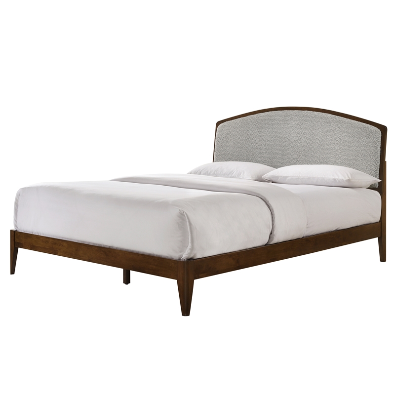 Omax Decor Grace Wooden Queen size Platform Bed in Walnut and Gray