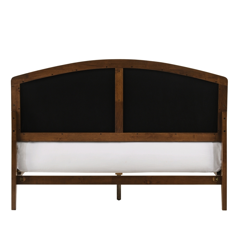 Omax Decor Grace Wooden Queen size Platform Bed in Walnut and Gray