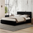 Omax Decor Jaxon Upholstered Platform Queen Bed in Black Boucle Fabric