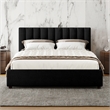 Omax Decor Jaxon Upholstered Platform Queen Bed in Black Boucle Fabric