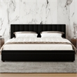 Omax Decor Jaxon Upholstered Platform King Bed in Black Boucle Fabric