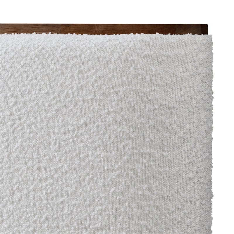 Omax Decor Aspen Upholstered Platform Queen Bed in White Cream Boucle Fabric