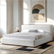 Omax Decor Aspen Upholstered Platform King Bed in White Cream Boucle Fabric