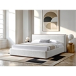 Omax Decor Aspen Upholstered Platform King Bed in White Cream Boucle Fabric