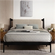 Omax Decor Ella Wooden Queen size Platform Bed in Black and Beige