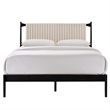 Omax Decor Ella Wooden Queen size Platform Bed in Black and Beige