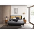 Omax Decor Liam Wooden Queen size Platform Bed with Rattan Headboard in Black