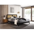 Omax Decor Liam Wooden Queen size Platform Bed with Rattan Headboard in Black