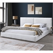 Omax Decor Lucia Fabric Upholstered Platform King Bed in White