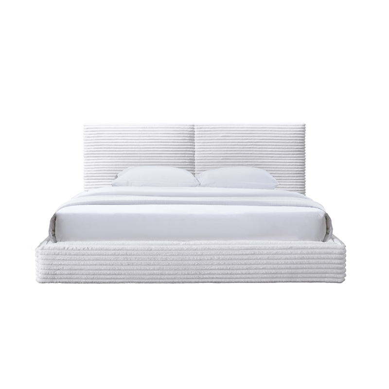 Omax Decor Lucia Fabric Upholstered Platform King Bed in White