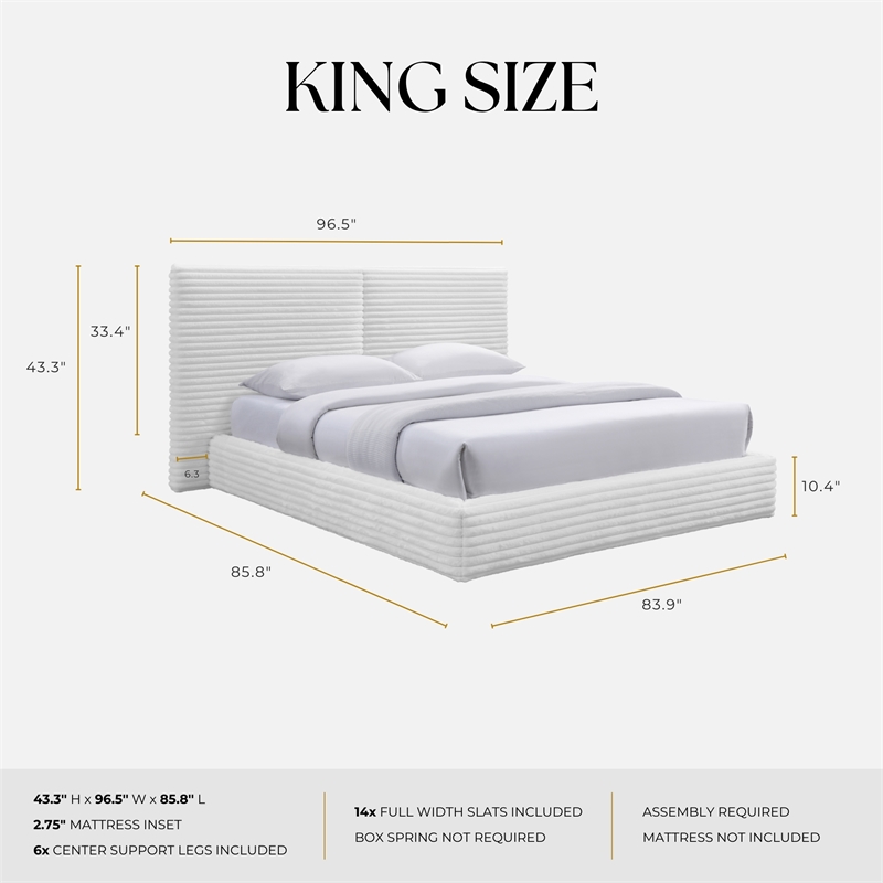 Omax Decor Lucia Fabric Upholstered Platform King Bed in White