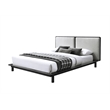 Omax Decor Nord Queen Size Wood Platform Bed in Black and Cream Beige Boucle